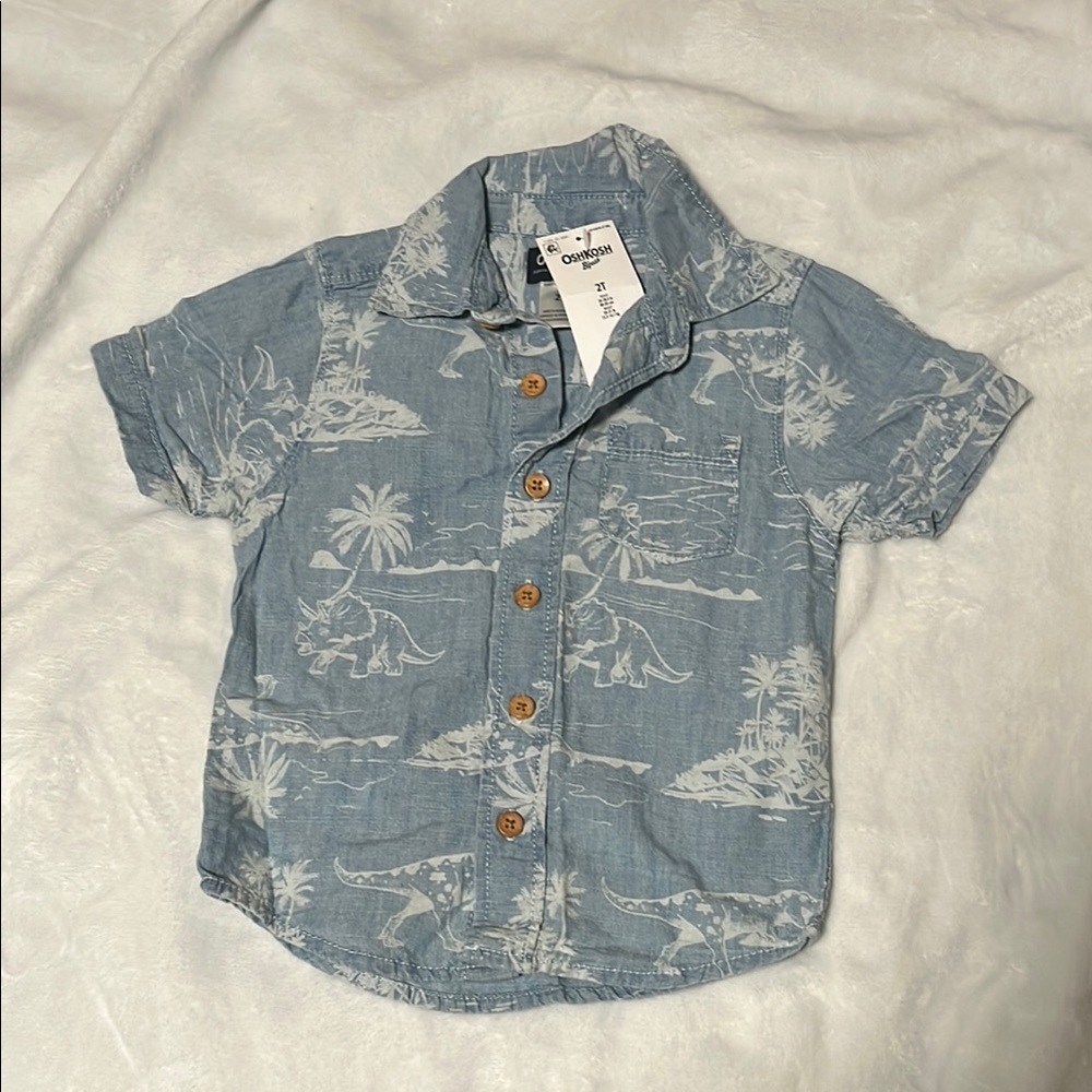OshKosh B'gosh Blue Dinosaur Print Kids Shirt